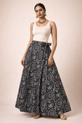 Ladies Cotton Printed Wrapper Skirt| Black
