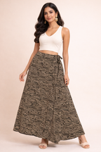 Ladies Cotton Printed Wrapper Skirt| Black