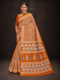 Bagru Cotton Printed Saree| Orange