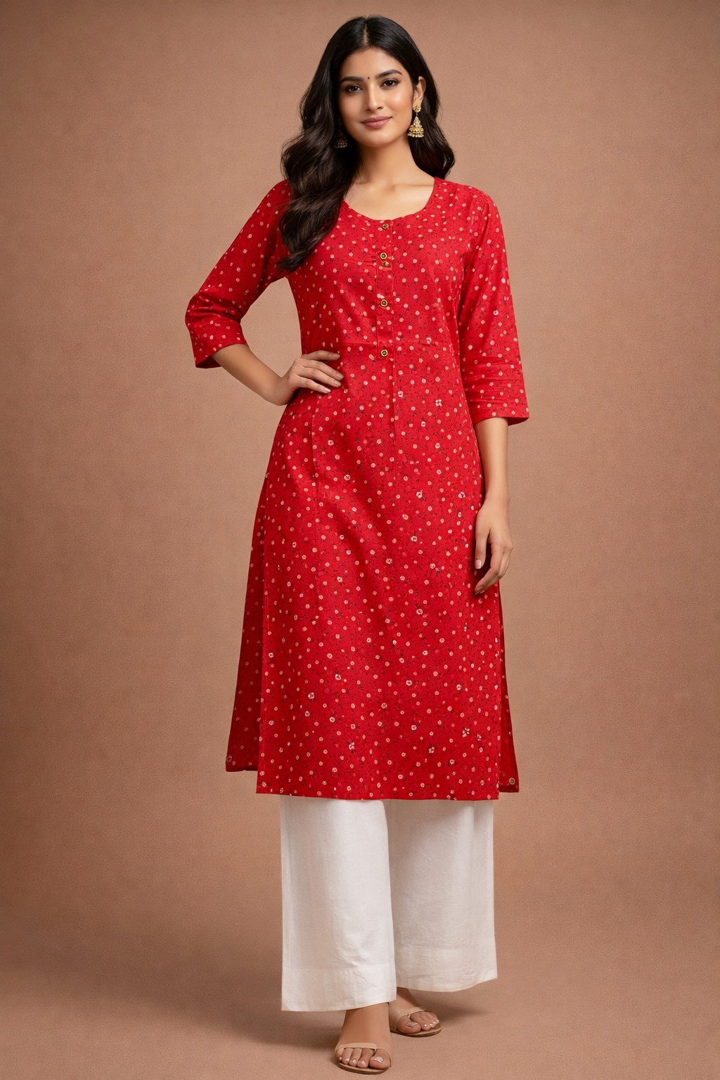 XL Size| Rayon Printed Kurti | Red