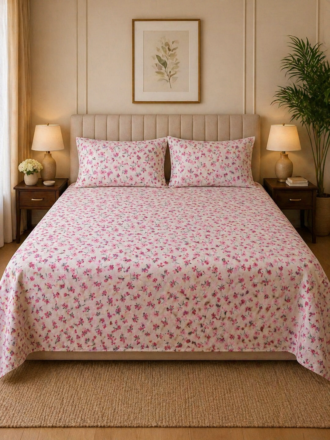 Vani|Queen Cotton Bed Set (6ft x 7ft)| White