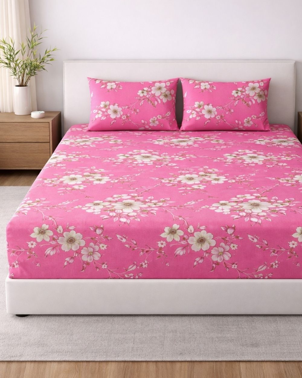 Sunflower (7x9ft)| Pure Cotton King Bedsheet - Pink