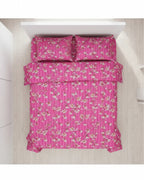 Medium| Pure Cotton Double Sheet Set (5ft x 7ft) + 2 Pillow Covers |Pink