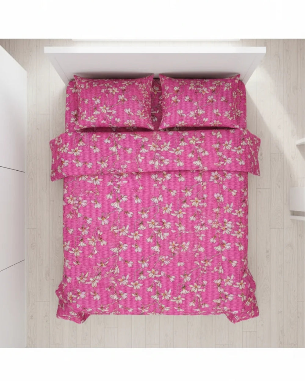 Medium| Pure Cotton Double Sheet Set (5ft x 7ft) + 2 Pillow Covers |Pink