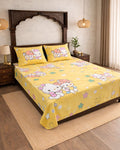 SATAN| Premium Sateen Cotton King Sheet Set (7.5 x 9 ft) |Yellow