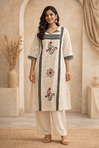 XXL Size|Cotton Stitched Designer Kurti | White