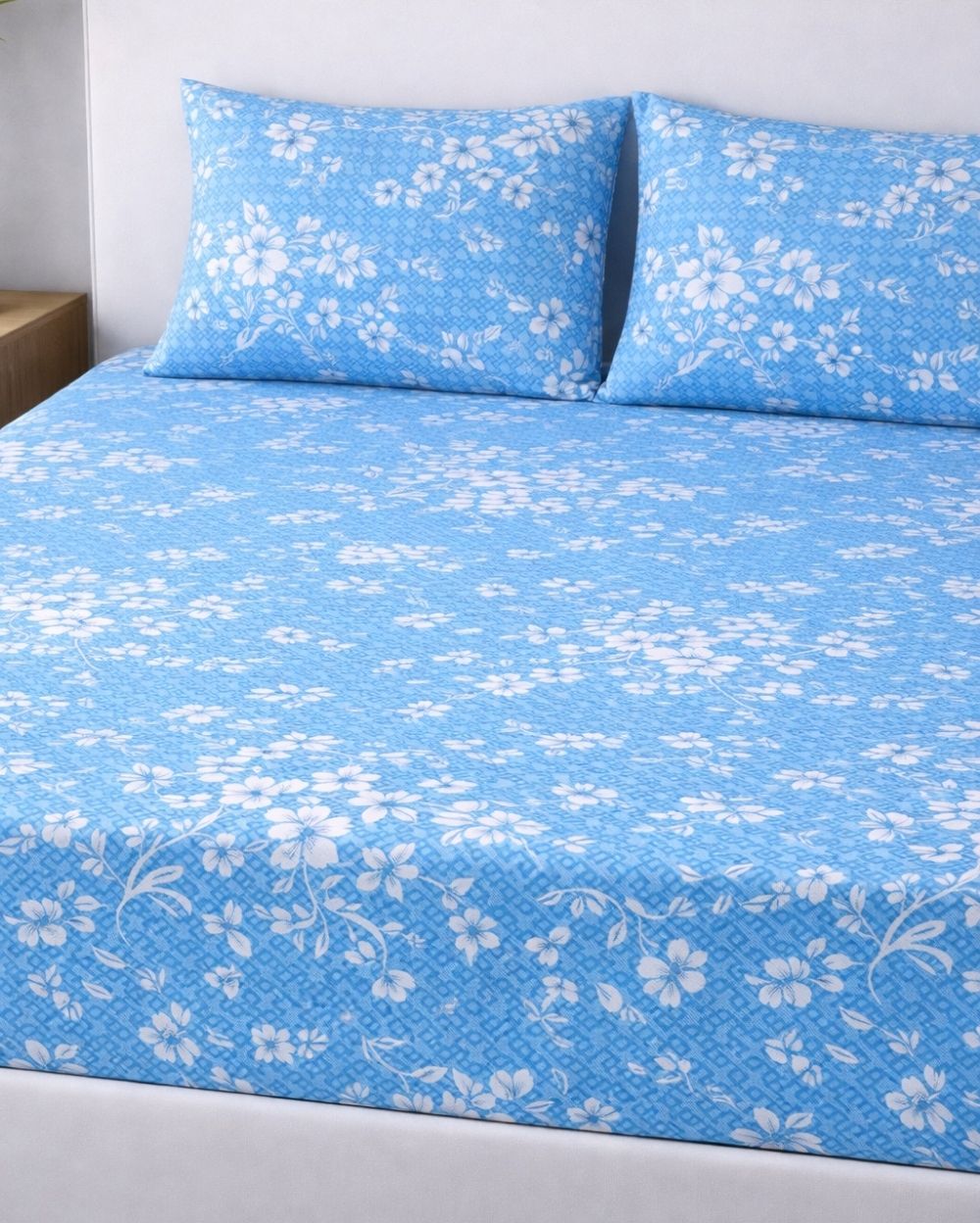 Sunflower (7x9ft)| Pure Cotton King Bedsheet - Blue