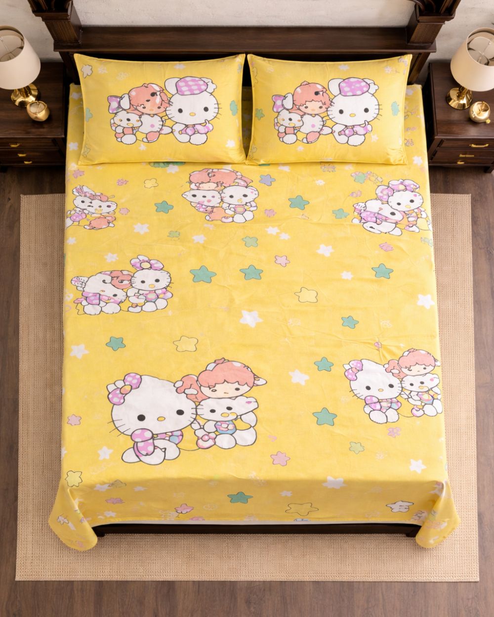 SATAN| Premium Sateen Cotton King Sheet Set (7.5 x 9 ft) |Yellow