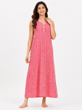 Pure Cotton Half Sleeveless Allen Cut Nighty | Pink