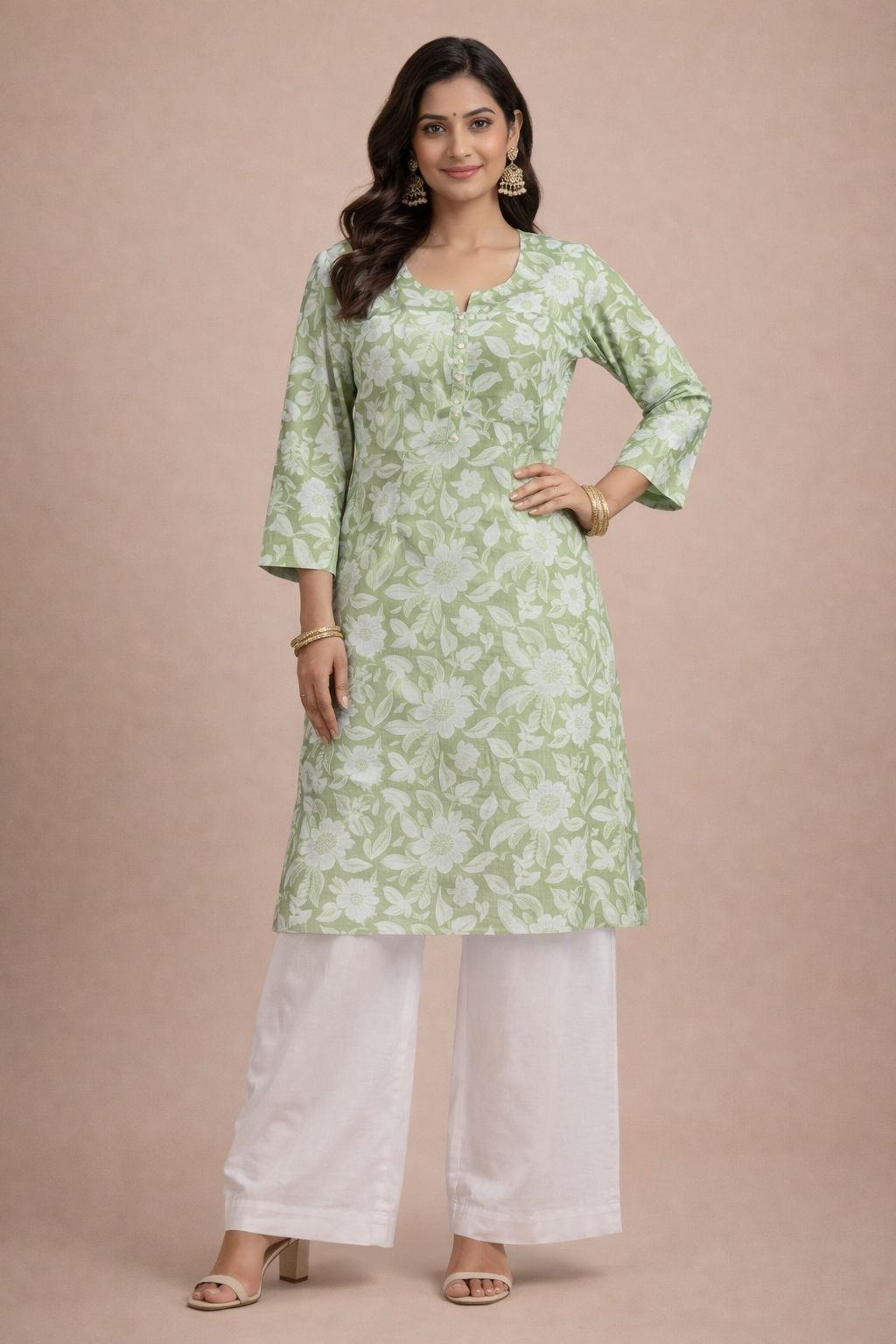 4XL Size| Premium Cotton Printed Kurti | Green