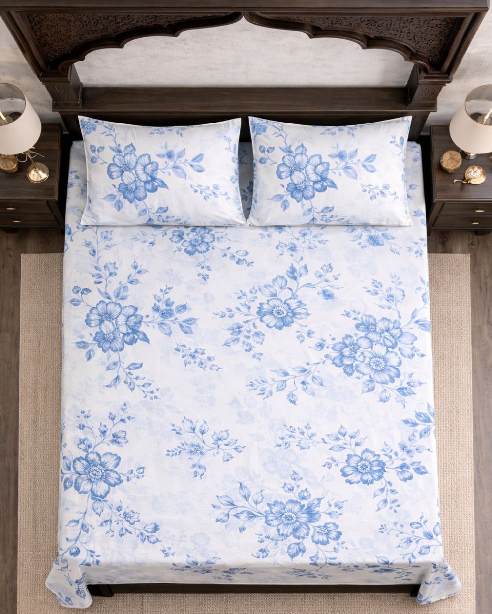 SATAN| Premium Sateen Cotton King Sheet Set (7.5 x 9 ft) | White