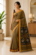 Premium Katki Silk Saree| Brown