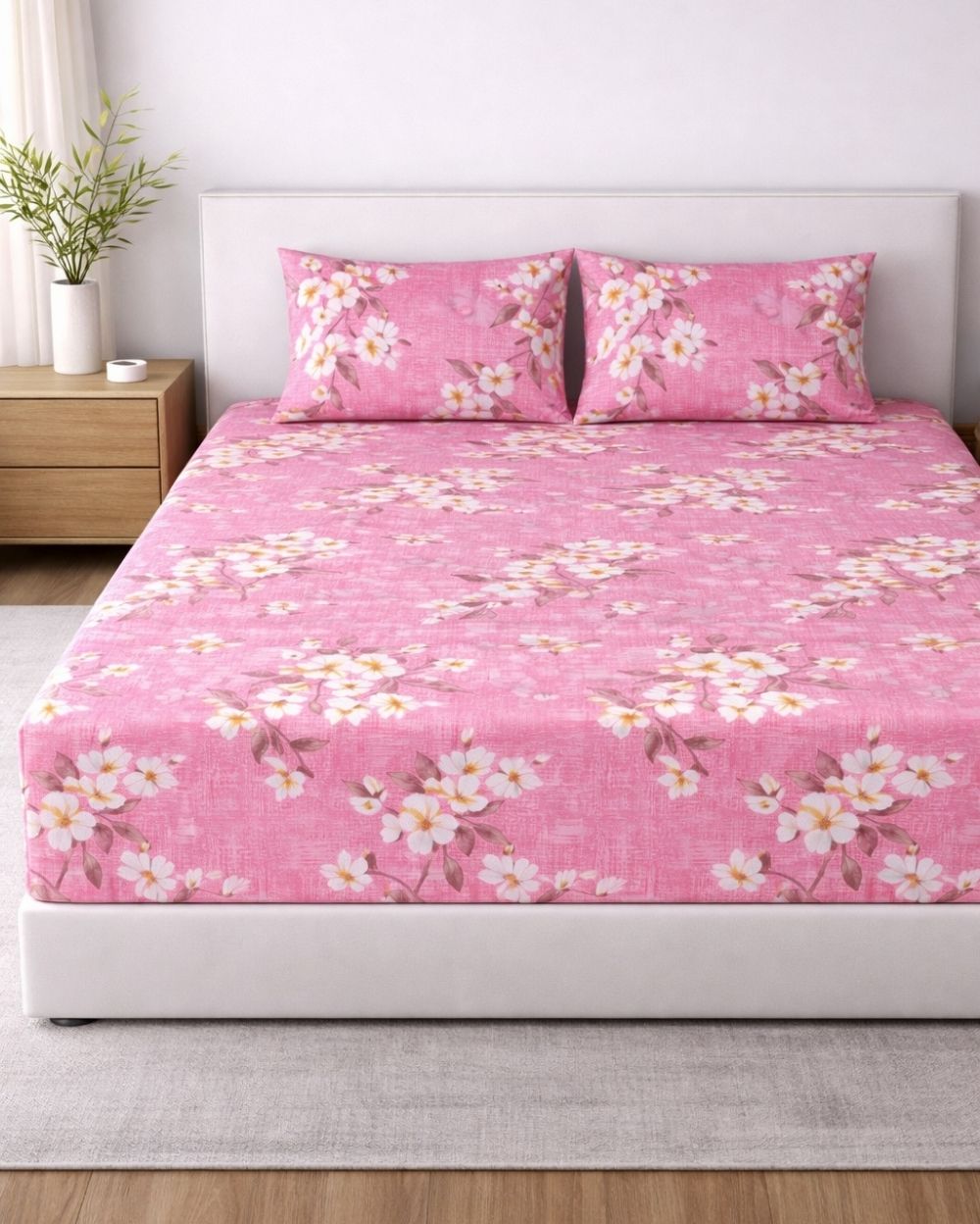 Sunflower (7x9ft)| Pure Cotton King Bedsheet - Pink