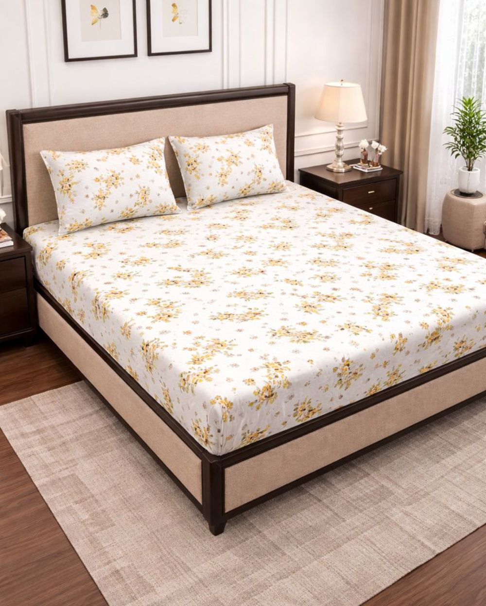 Vani|Queen Cotton Bed Set (6ft x 7ft)|White