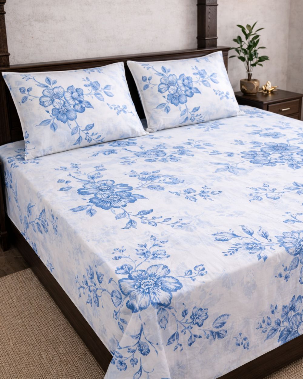 SATAN| Premium Sateen Cotton King Sheet Set (7.5 x 9 ft) | White