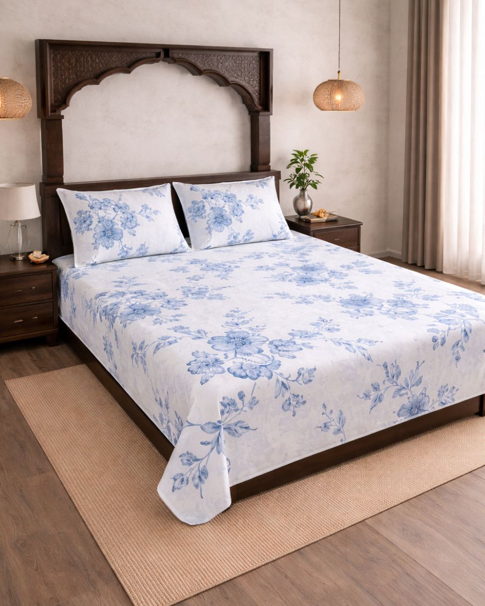 SATAN| Premium Sateen Cotton King Sheet Set (7.5 x 9 ft) | White