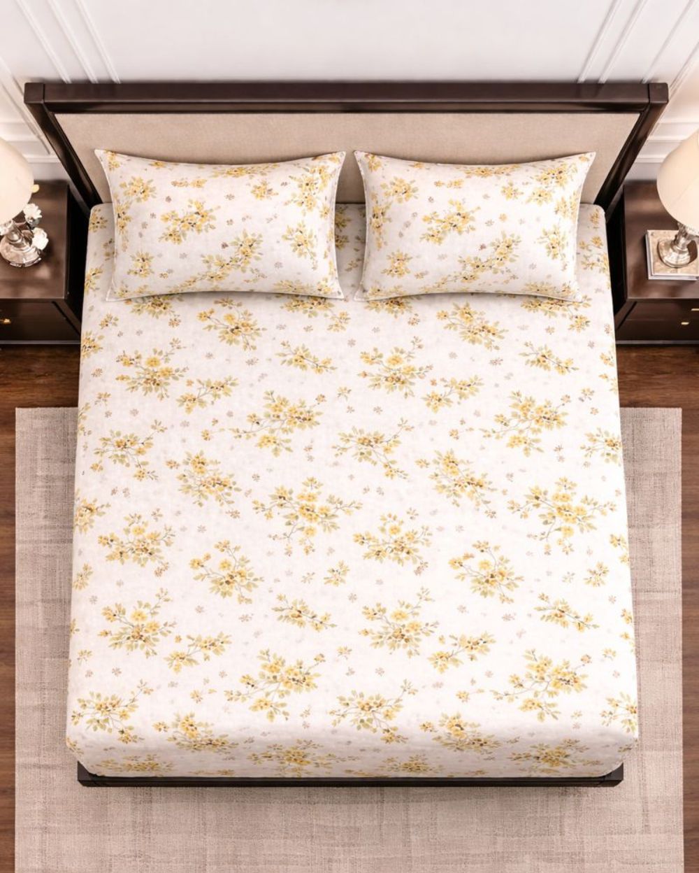 Vani|Queen Cotton Bed Set (6ft x 7ft)|White