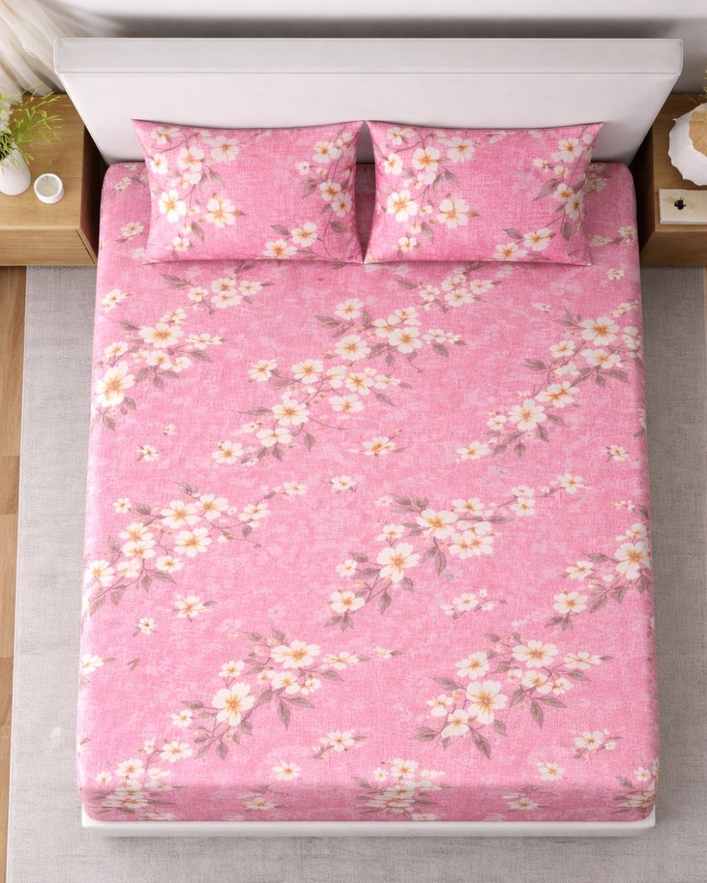 Sunflower (7x9ft)| Pure Cotton King Bedsheet - Pink