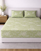 Sunflower (7x9ft)| Pure Cotton King Bedsheet - Pesta Green