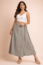 Ladies Cotton Khadi Wrapper Skirt| Grey