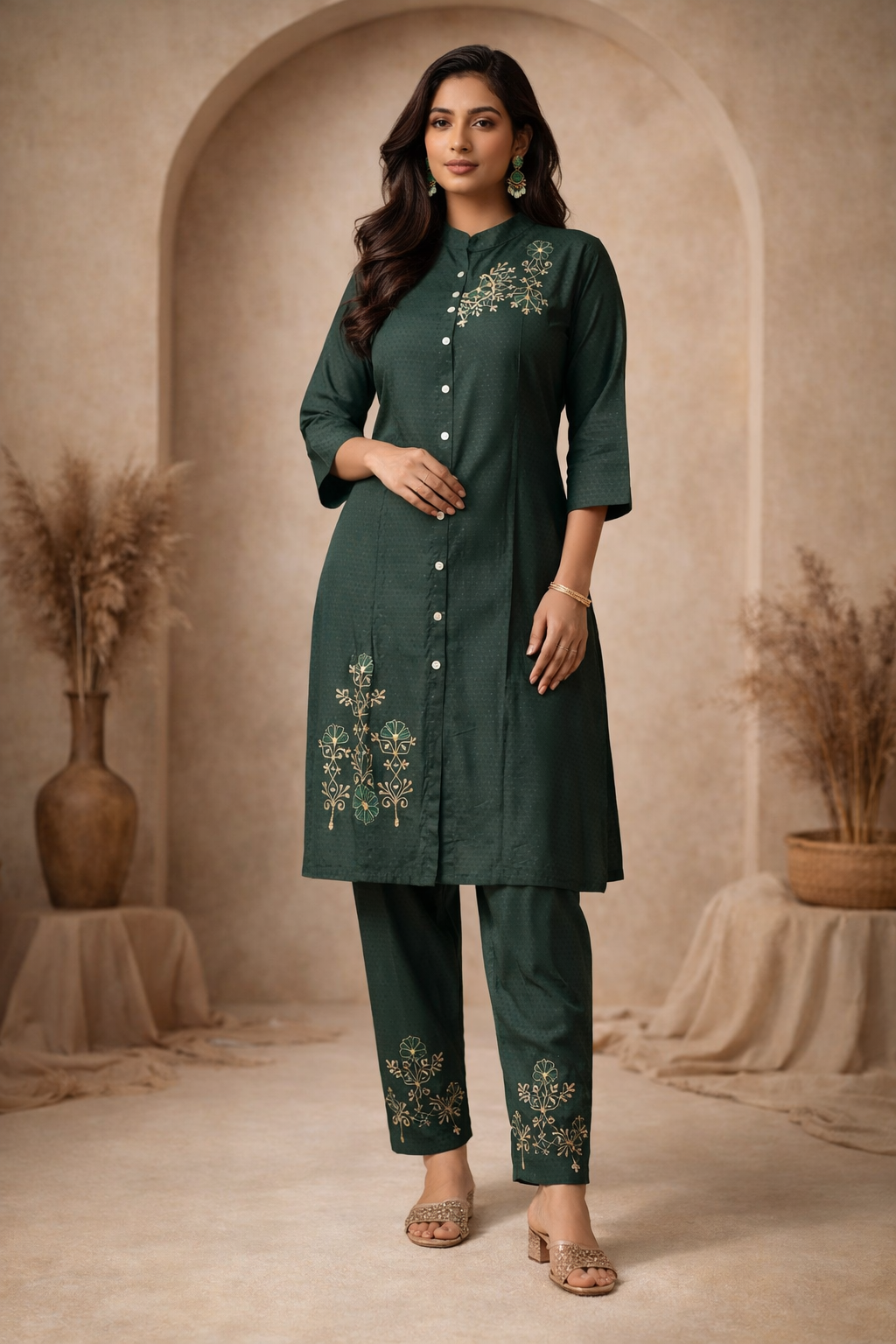 3XL SIZE| Vatican Silk 2 Pieces Printed Designer Kurti/Salwar Suit| Green