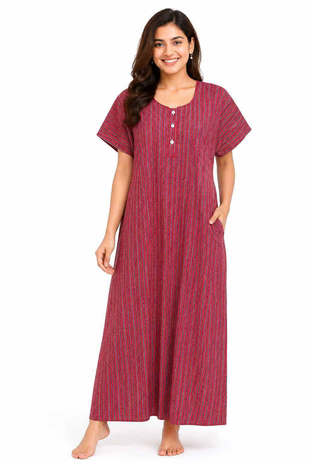 Pure Cotton designer Nighty | Red