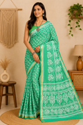 Pure Chanderi Cotton Saree| Green