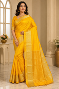 Premium Matka Silk Saree| Yellow