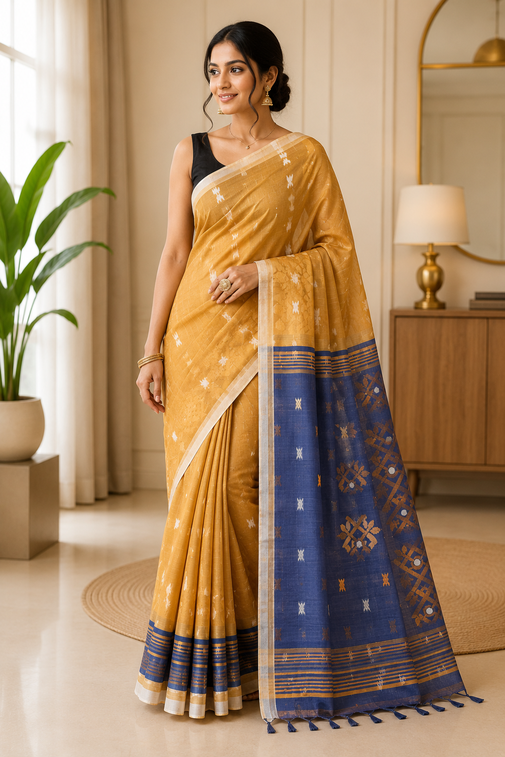 Handloom Saree With Zari Work| Brown