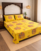 SUPER SATAN| 9x9' Premium Sateen Cotton King Bedsheet|YELLOW