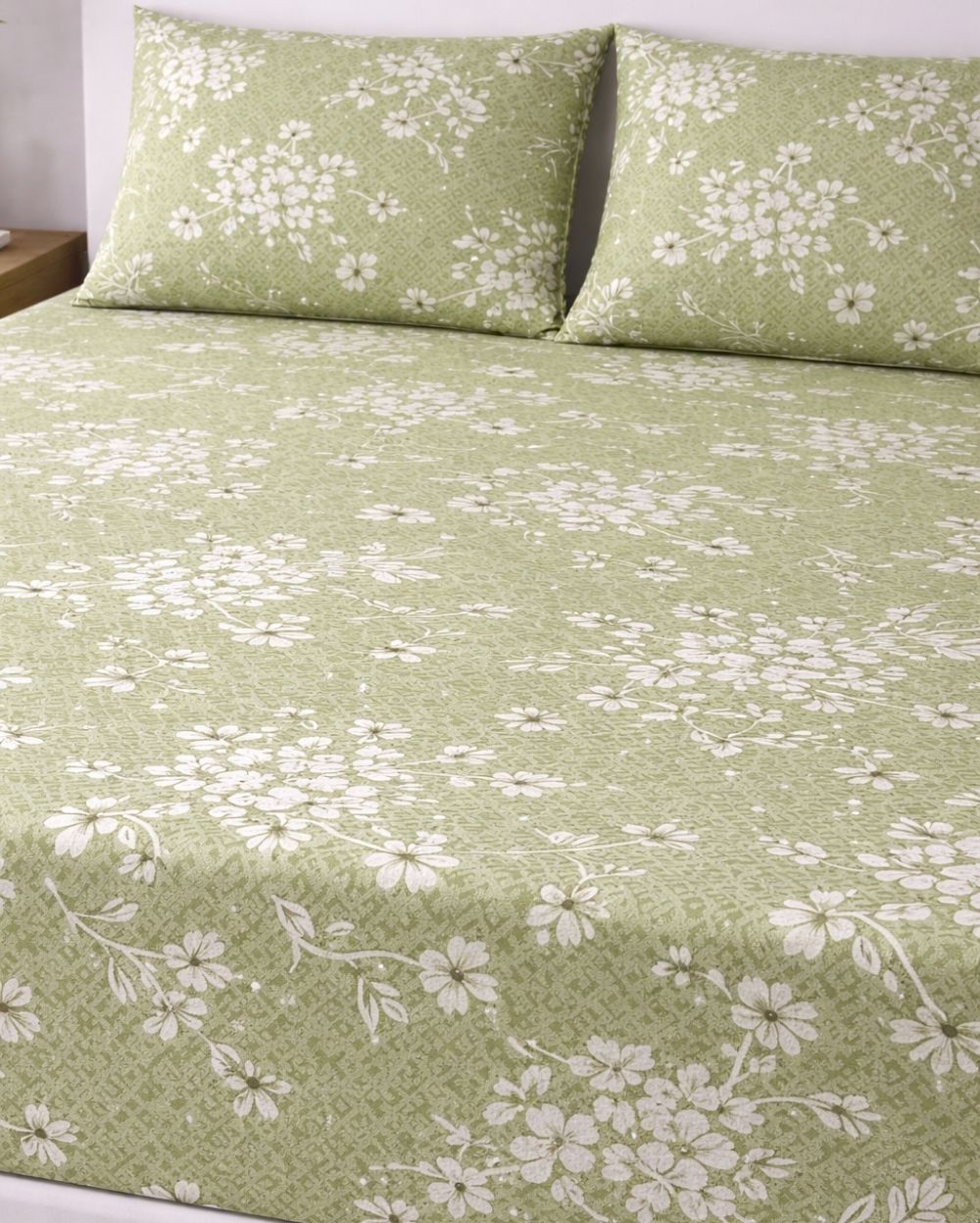 Sunflower (7x9ft)| Pure Cotton King Bedsheet - Pesta Green
