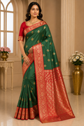 Premium Katan Bangalore Silk Saree| Bottle Green
