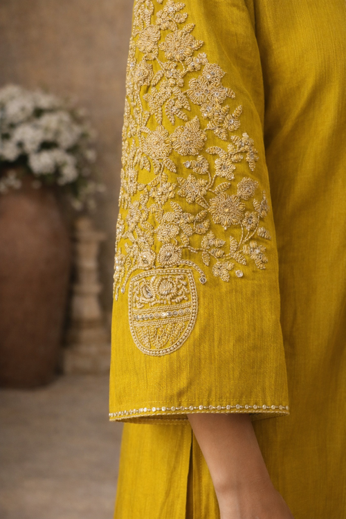 4XL SIZE| Premium Silk 3 Pieces Stitched Kurti/Salwar Suit| Yellow