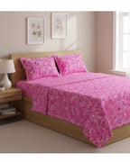 Medium| Pure Cotton Double Sheet Set (5ft x 7ft) + 2 Pillow Covers |Pink