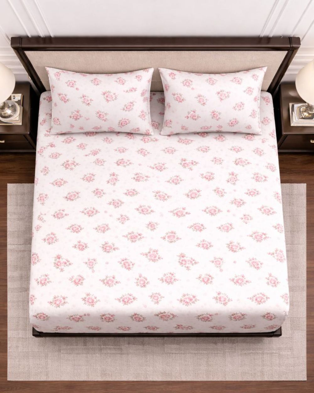 Vani|Queen Cotton Bed Set (6ft x 7ft)|White