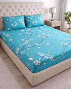 Priya| Budget Cotton Queen Sheet Set (6ft x 7ft)|Blue