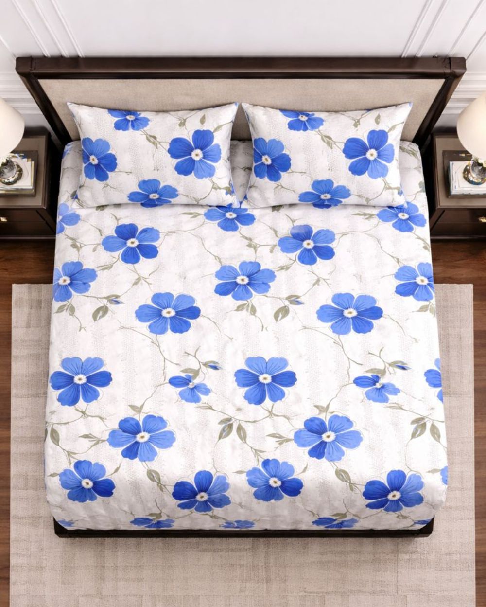 Vani|Queen Cotton Bed Set (6ft x 7ft)|White