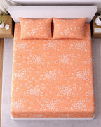 Sunflower (7x9ft)| Pure Cotton King Bedsheet - Peach
