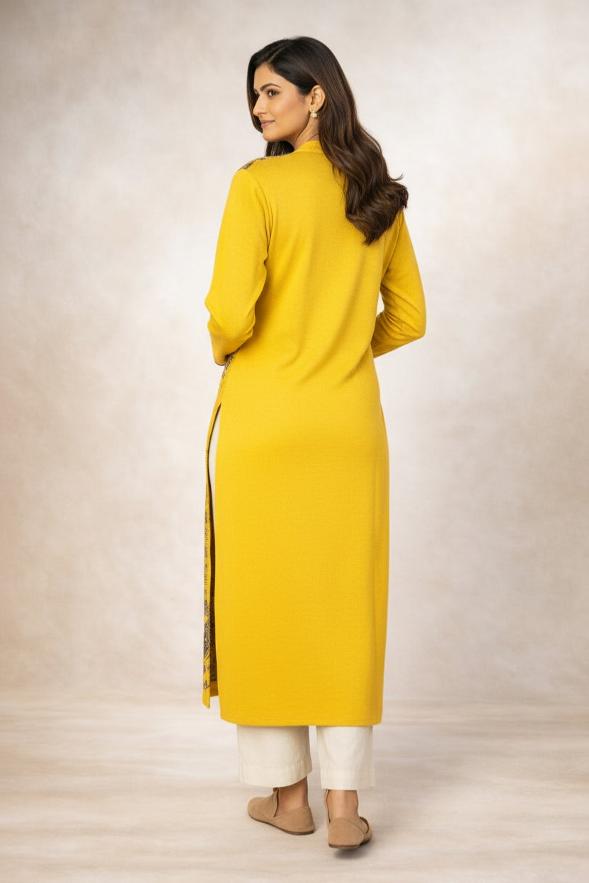 Free Size| Premium Woolen Kurti| Yellow