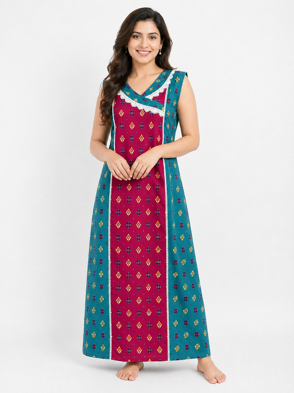 Pure Cotton Sleeveless designer Nighty | Rani