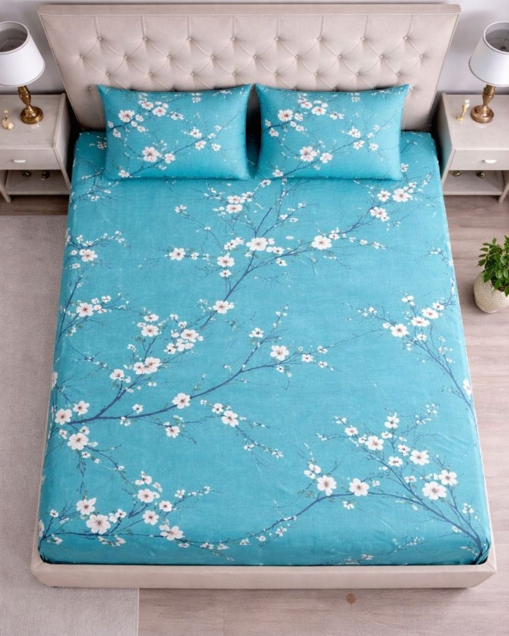 Priya| Budget Cotton Queen Sheet Set (6ft x 7ft)|Blue