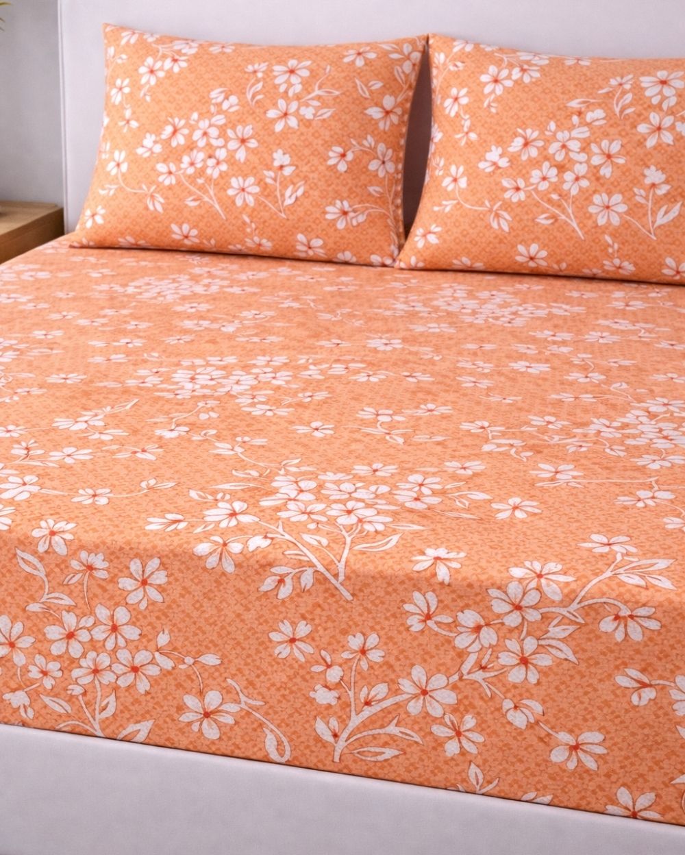 Sunflower (7x9ft)| Pure Cotton King Bedsheet - Peach
