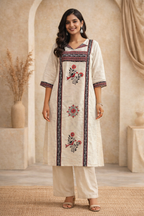 3XL Size|Cotton Stitched Designer Kurti | White