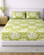 Sunflower (7x9ft)| Pure Cotton King Bedsheet - Green