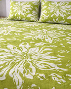 Sunflower (7x9ft)| Pure Cotton King Bedsheet - Green