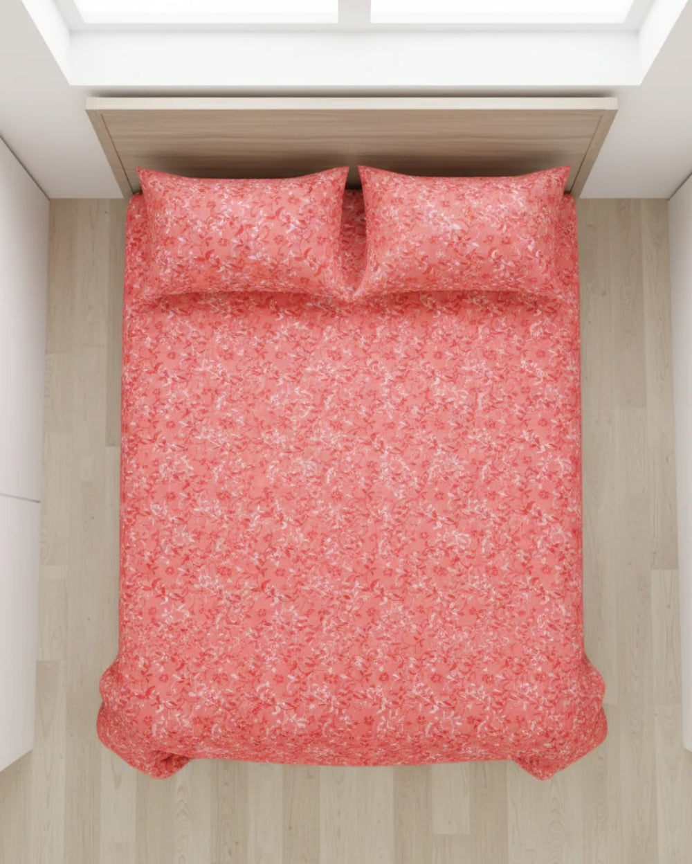 Medium| Pure Cotton Double Sheet Set (5ft x 7ft) + 2 Pillow Covers | Peach