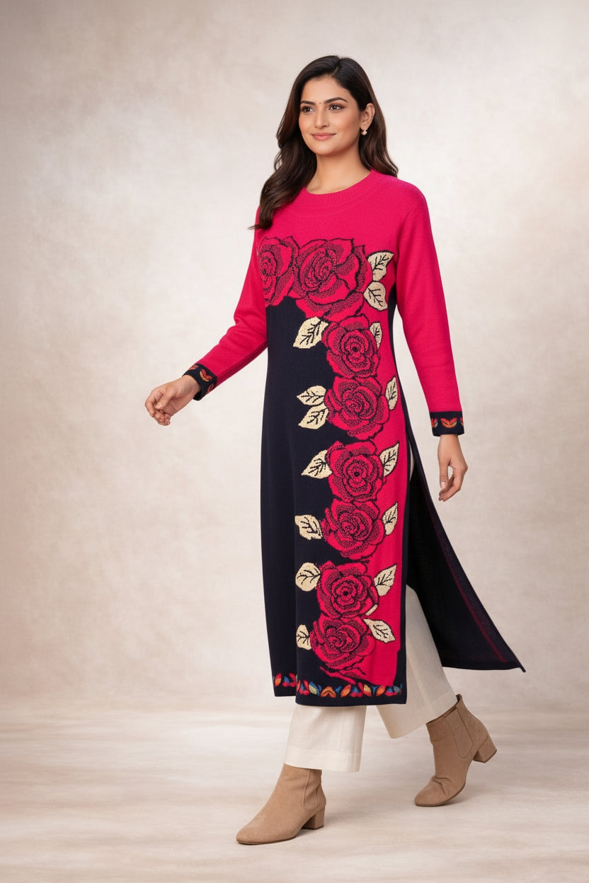 Free Size| Premium Woolen Kurti| Rani