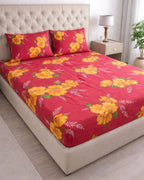 Priya| Budget Cotton Queen Sheet Set (6ft x 7ft)|Red