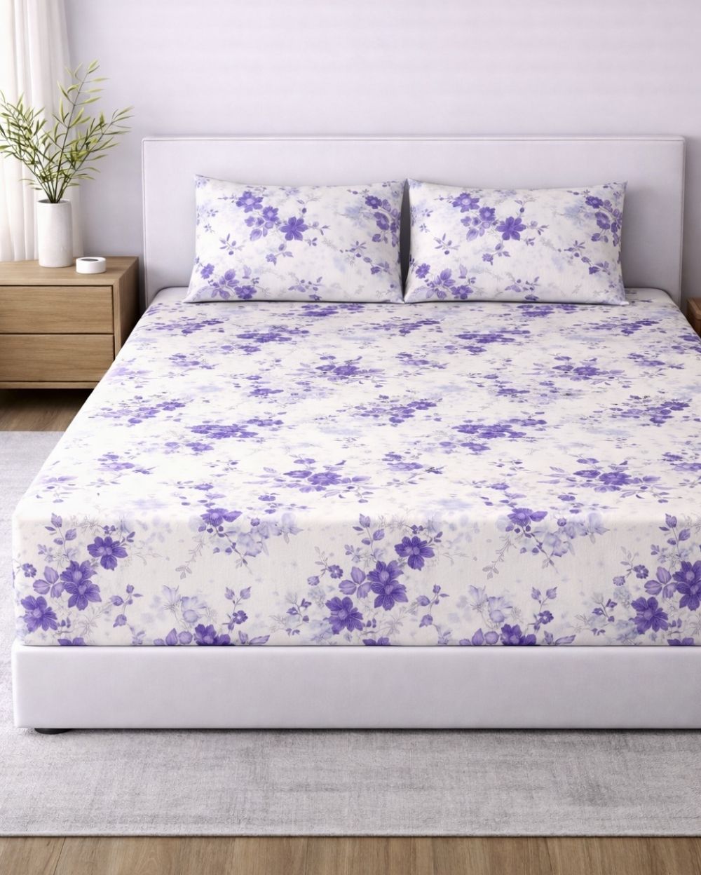 Sunflower (7x9ft)| Pure Cotton King Bedsheet - White