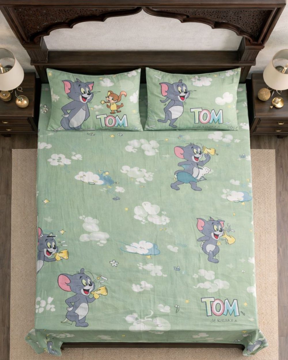 SATAN| Premium Sateen Cotton King Sheet Set (7.5 x 9 ft) | Green